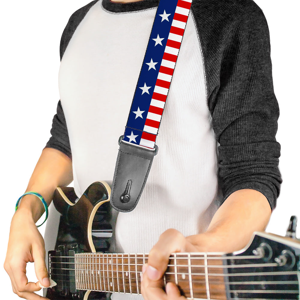 Guitar Strap - Americana Stars & Stripes2 Blue White Red White