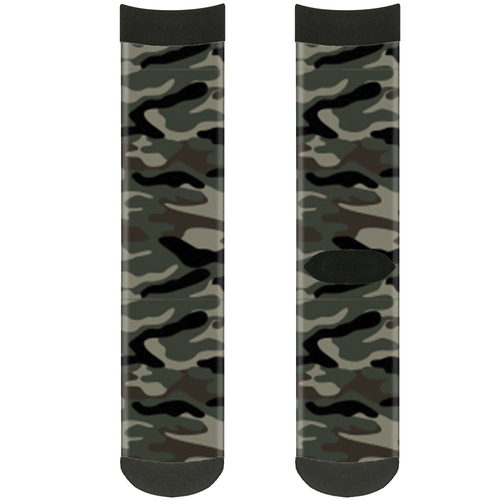 Sock Pair - Polyester - Camo Olive2 - CREW