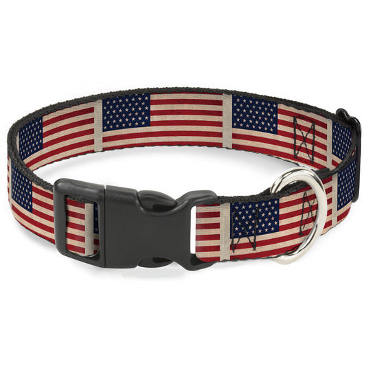 Plastic Clip Collar - American Flag Weathered Color Repeat