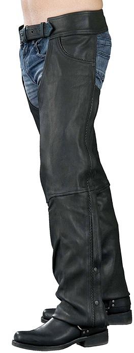 Milwaukee Leather Chaps for Men's Black Thin Braided Naked Soft Leather - Jean Style Pocket Motorcycle Chap- ML1125