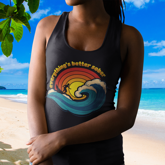 Womens Recovery Tank | Inspiring Sobriety |  Sober Surfer Sunset