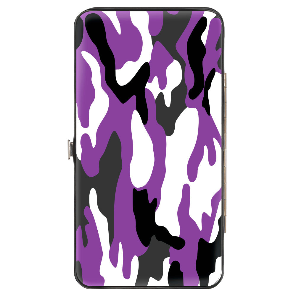 Hinged Wallet - Camo Purple Black Gray White