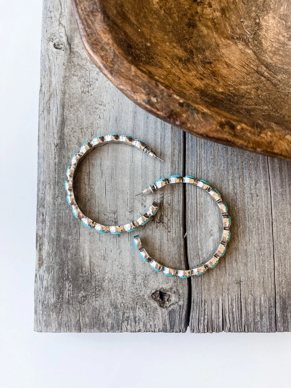 Turquoise Hoop Stone Earrings