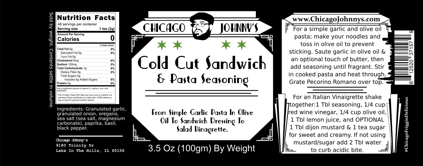 Cold Cut Sandwich and Pasta Seasoning Retail Jar