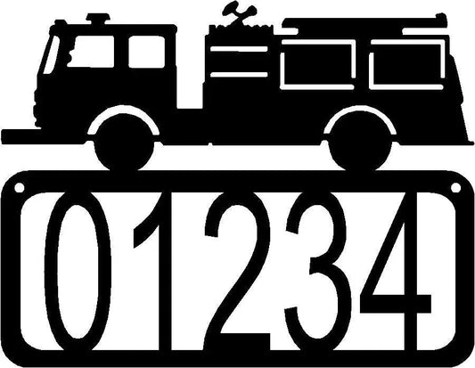 Fire Truck House Address Sign