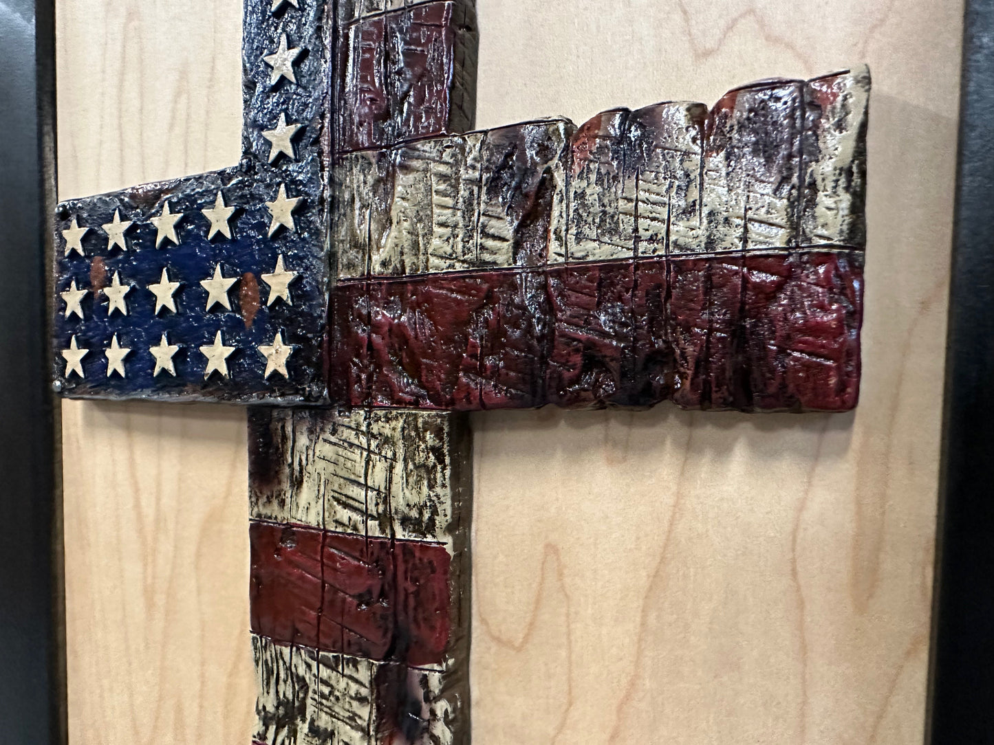 American Flag Cross Decorative Wall-Mounted Secure Gun Cabinet