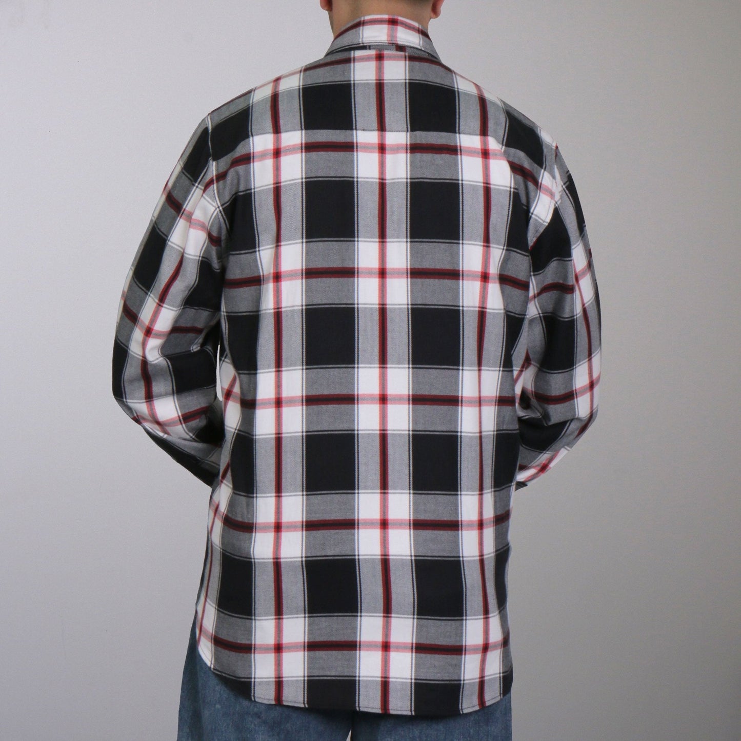 Hot Leathers FLM2003 Mens Black White and Red Long Sleeve Flannel Shirt