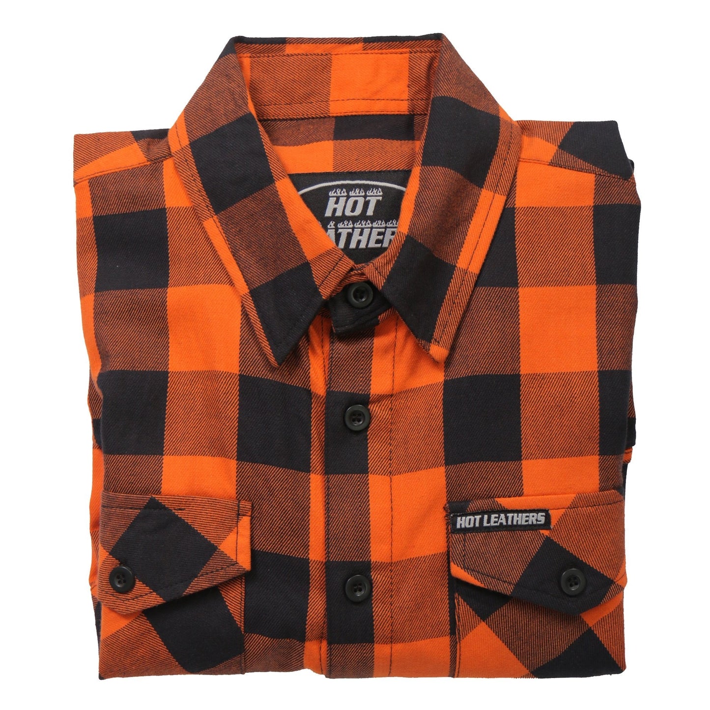 Hot Leathers FLM2007 Mens Orange and Black Long Sleeve Flannel Shirt