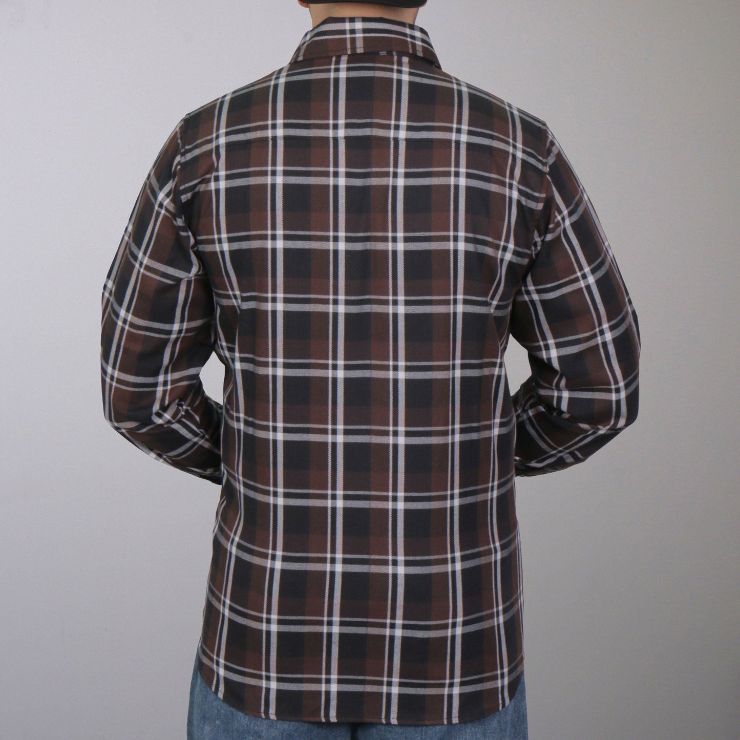 Hot Leathers FLM2008 Mens Brown Black and White Long Sleeve Flannel Shirt