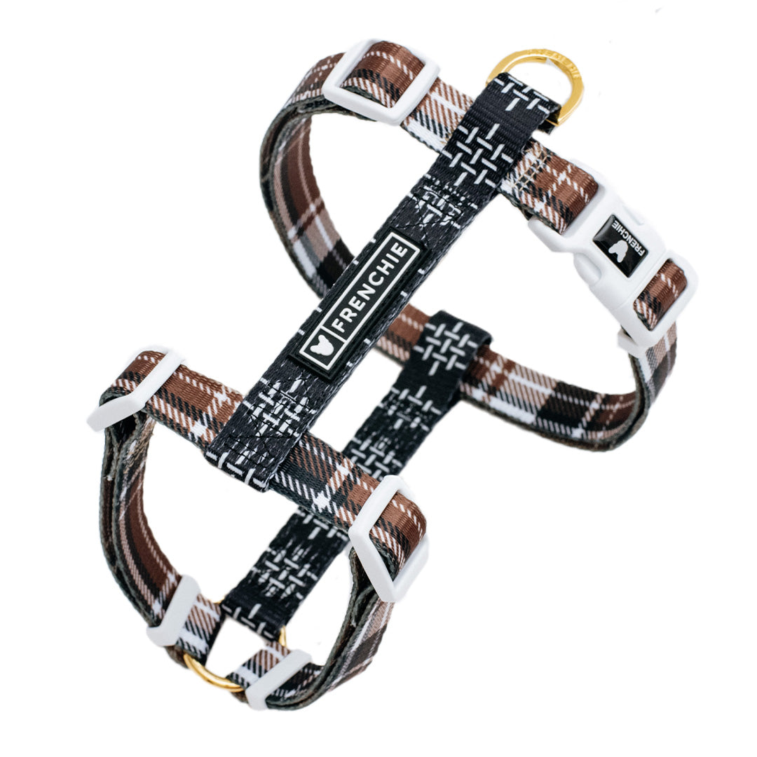 Frenchie Strap Harness - Cocoa Plaid