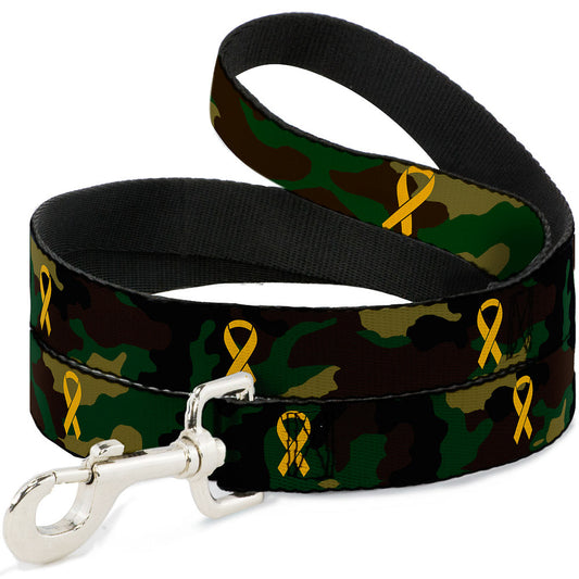 Dog Leash - Support Our Troops Camo Olive/Yellow Ribbon