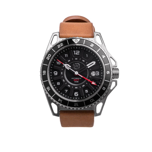 GMT-01 - AUTOMATIC GMT WATCH WITH ITALIAN LEATHER STRAP