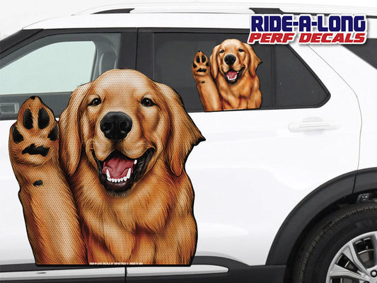 Golden Retriever *RIDE A LONG* Perforated Decal