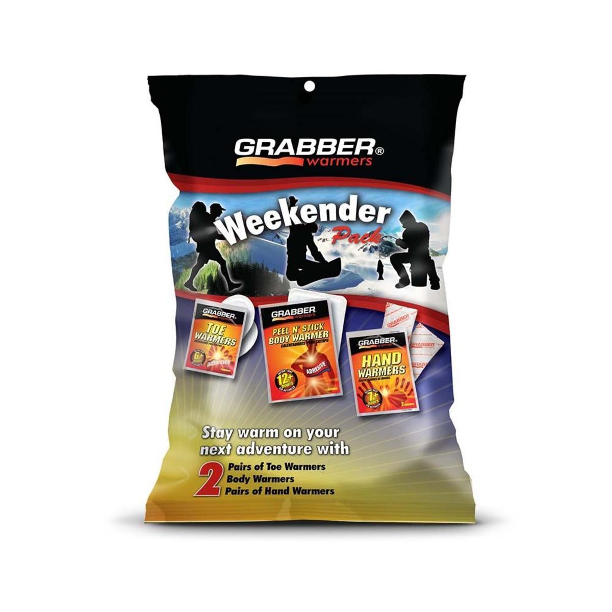 Grabber Warmers Weekender Multi-Warmer Pack, 2 Pair Hand, 2 Pair Toe, 2 Peel N' Stick Body Warmers, 6-Count