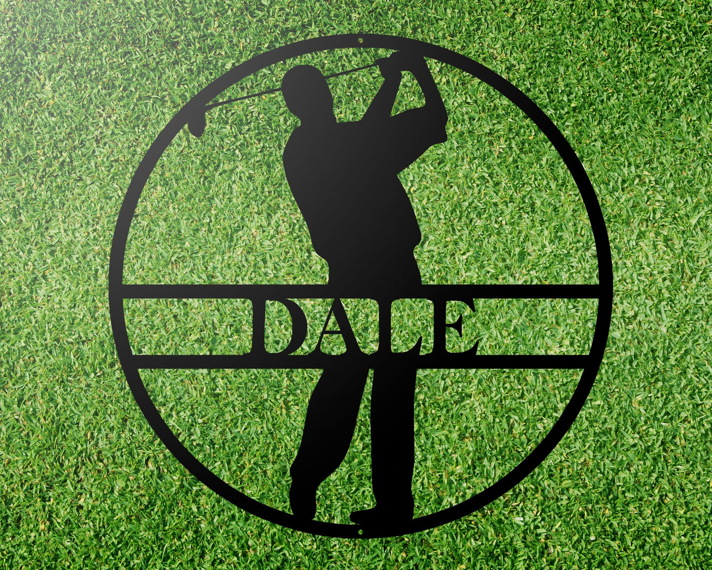 Golfer Personalized Round Metal Sign - One Line Name or Numbers