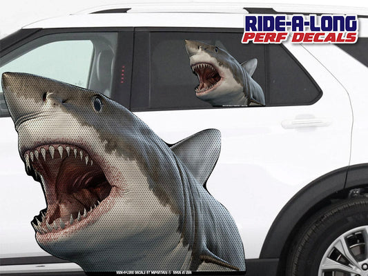 Great White Shark *RIDE A LONG* Perforated Decal