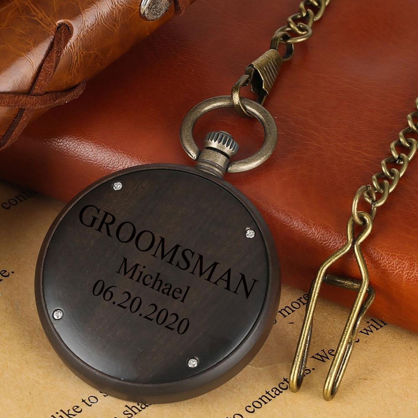 Groomsmen Set of 10 Wooden Pocket Watch | Valor