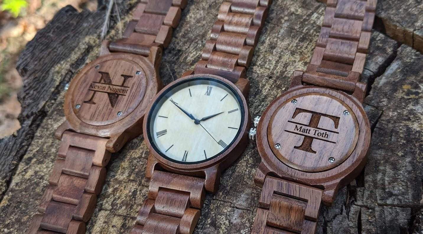 Groomsmen Set Of 10 Wooden Watches -Walnut Arce