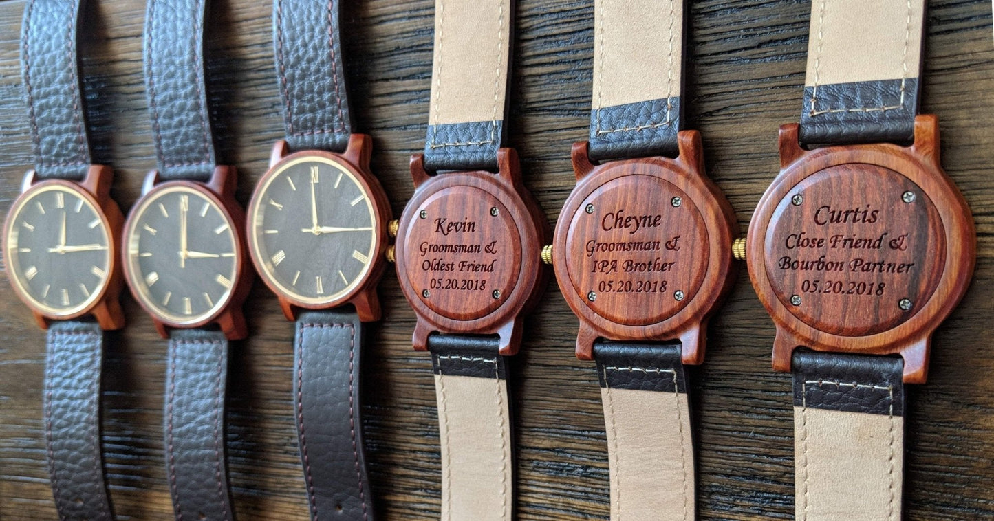 Groomsmen Set Of 12 Wooden Watches Red Arce