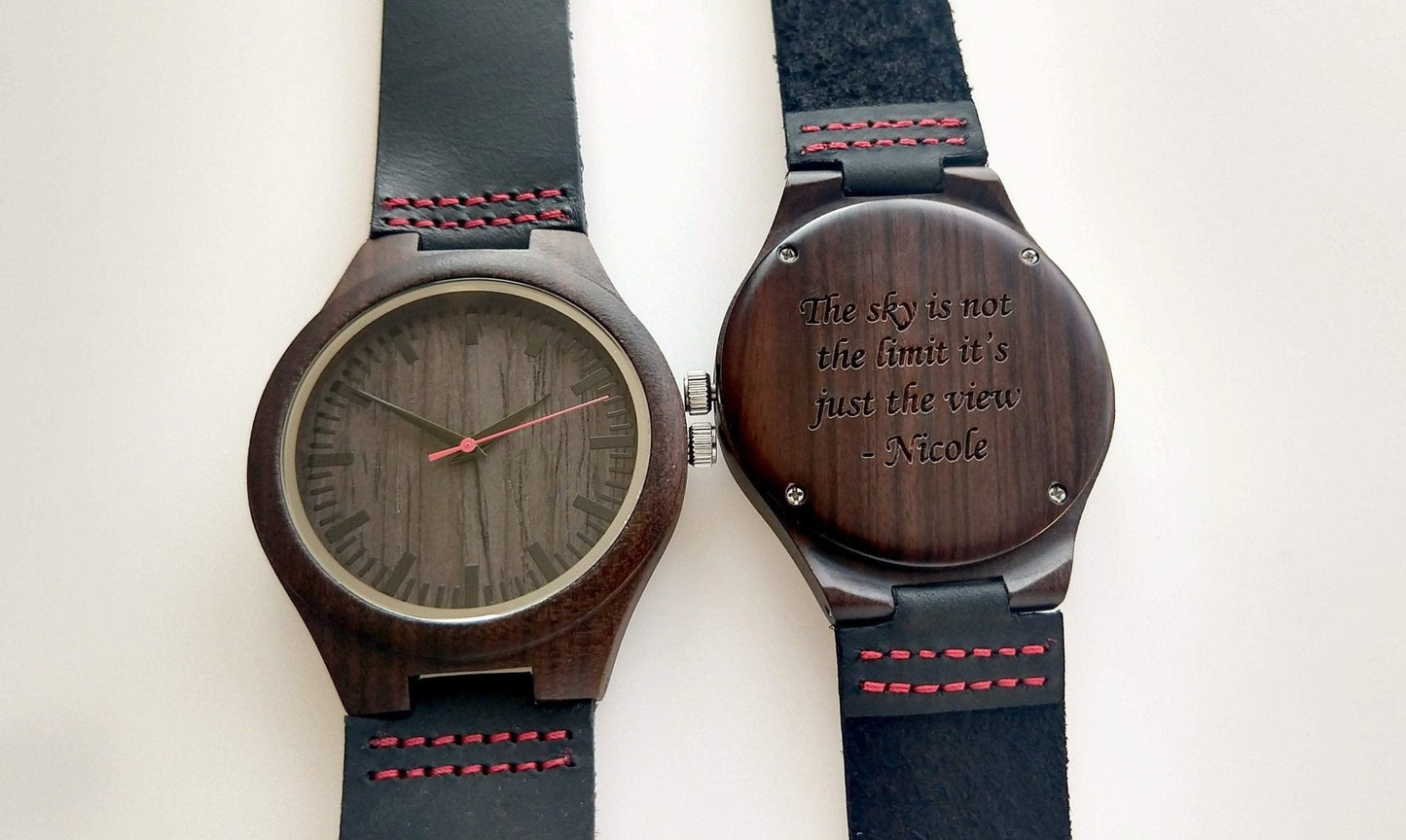 Groomsmen Set Of 12 Wooden Watches - Red Energico