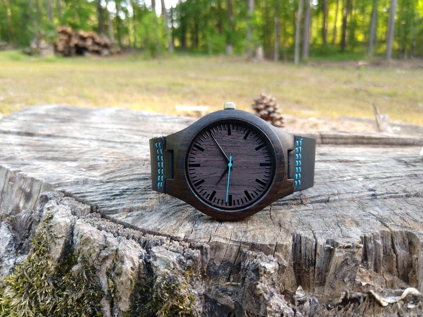 Groomsmen Set Of 9 Wooden Watches - Blue Energico