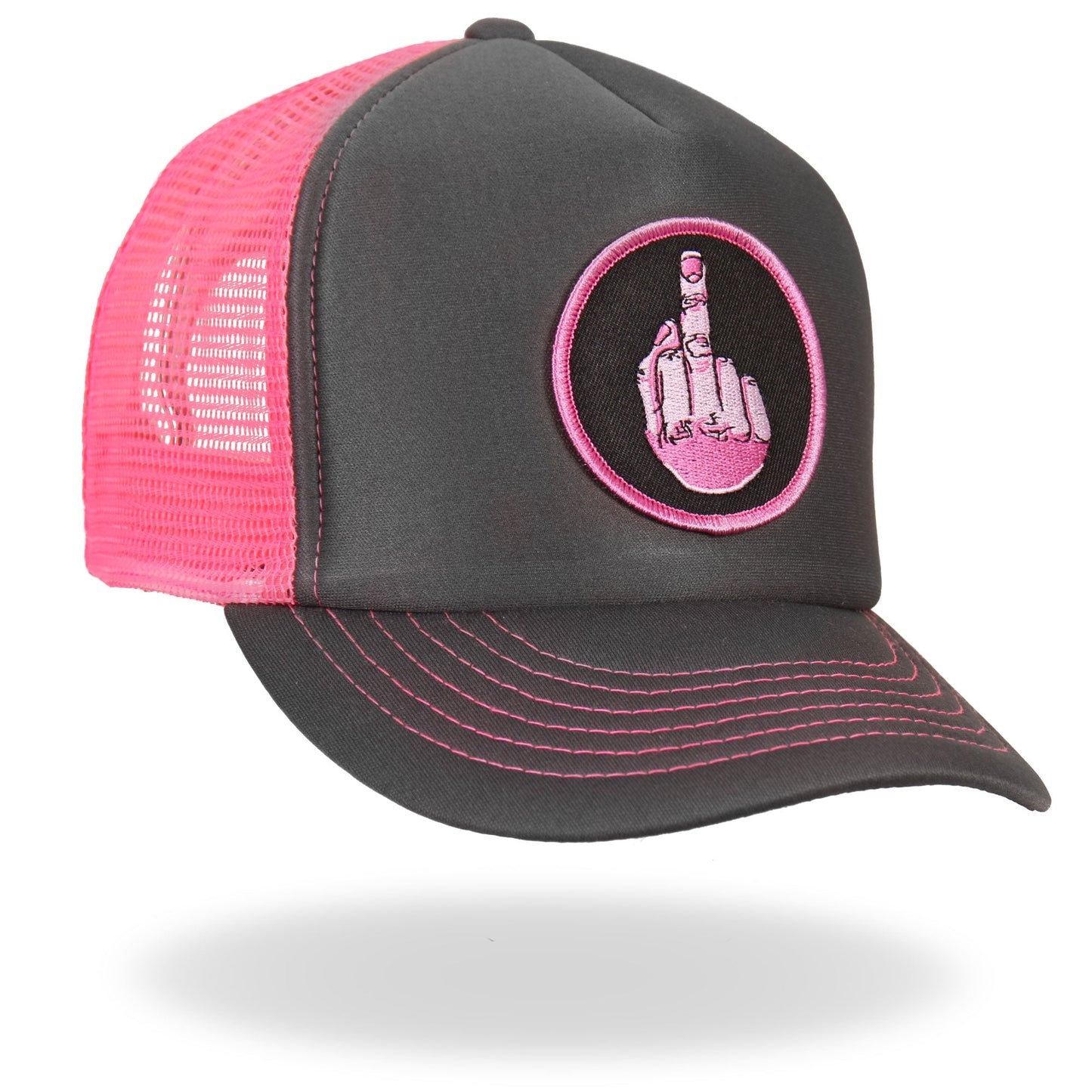 Hot Leathers GSH1001 Middle Finger Grey and Pink Trucker Hat