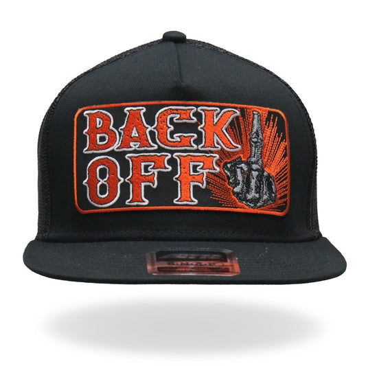 Hot Leathers GSH1020 Black ‘Back Off Bone Finger’ Snap Back Hat