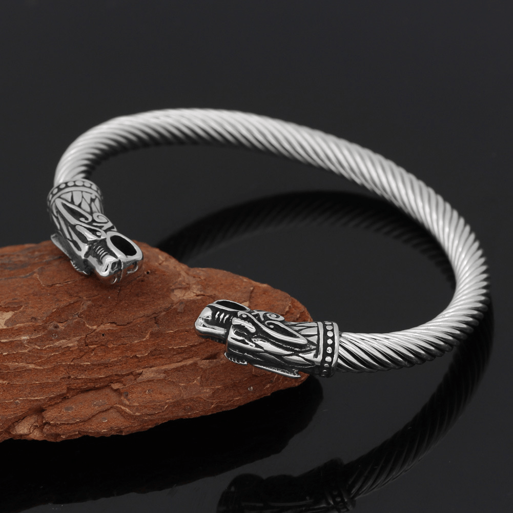 Fiery Dragons Stainless Steel Beast Viking Bracelet