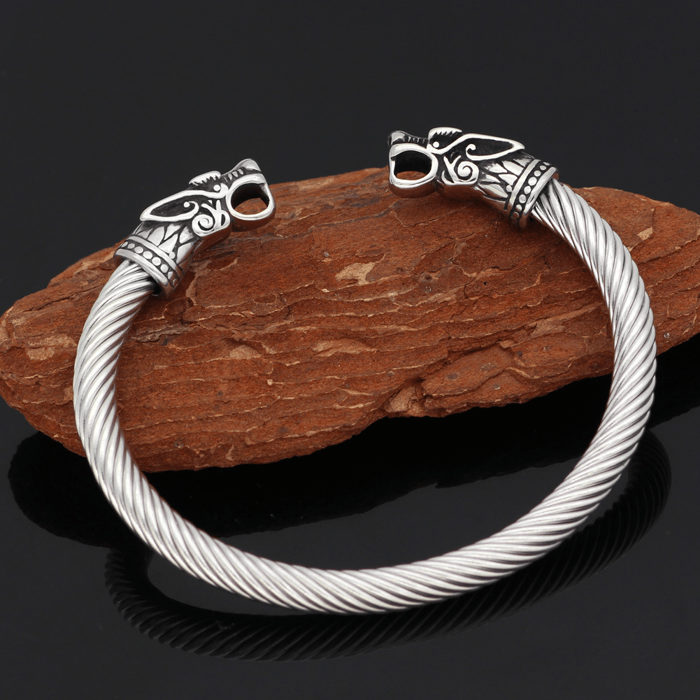 Fiery Dragons Stainless Steel Beast Viking Bracelet