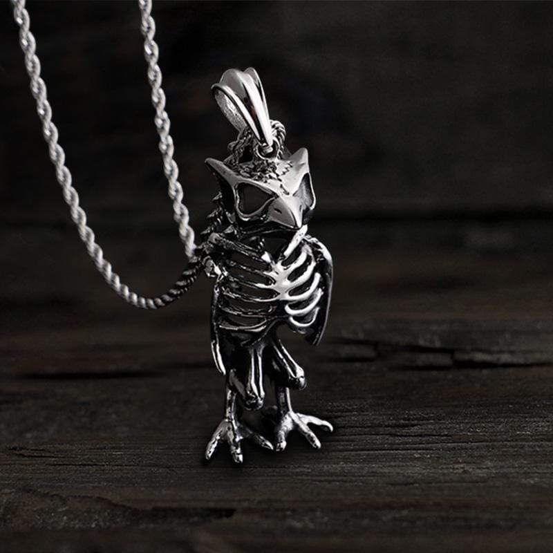 Owl Skull Stainless Steel Animal Pendant