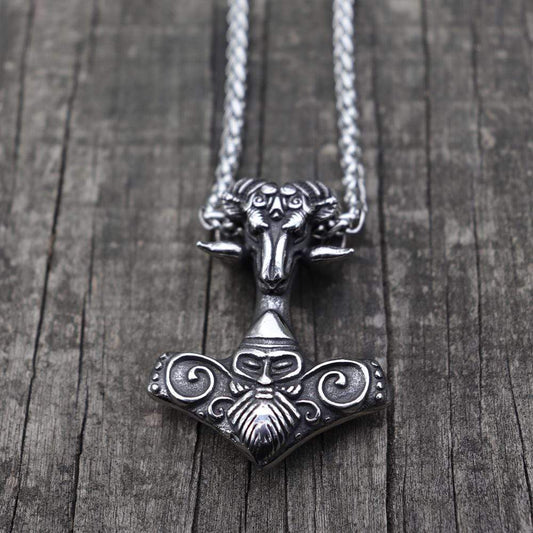 Sheep Heads Stainless Steel Viking Pendant