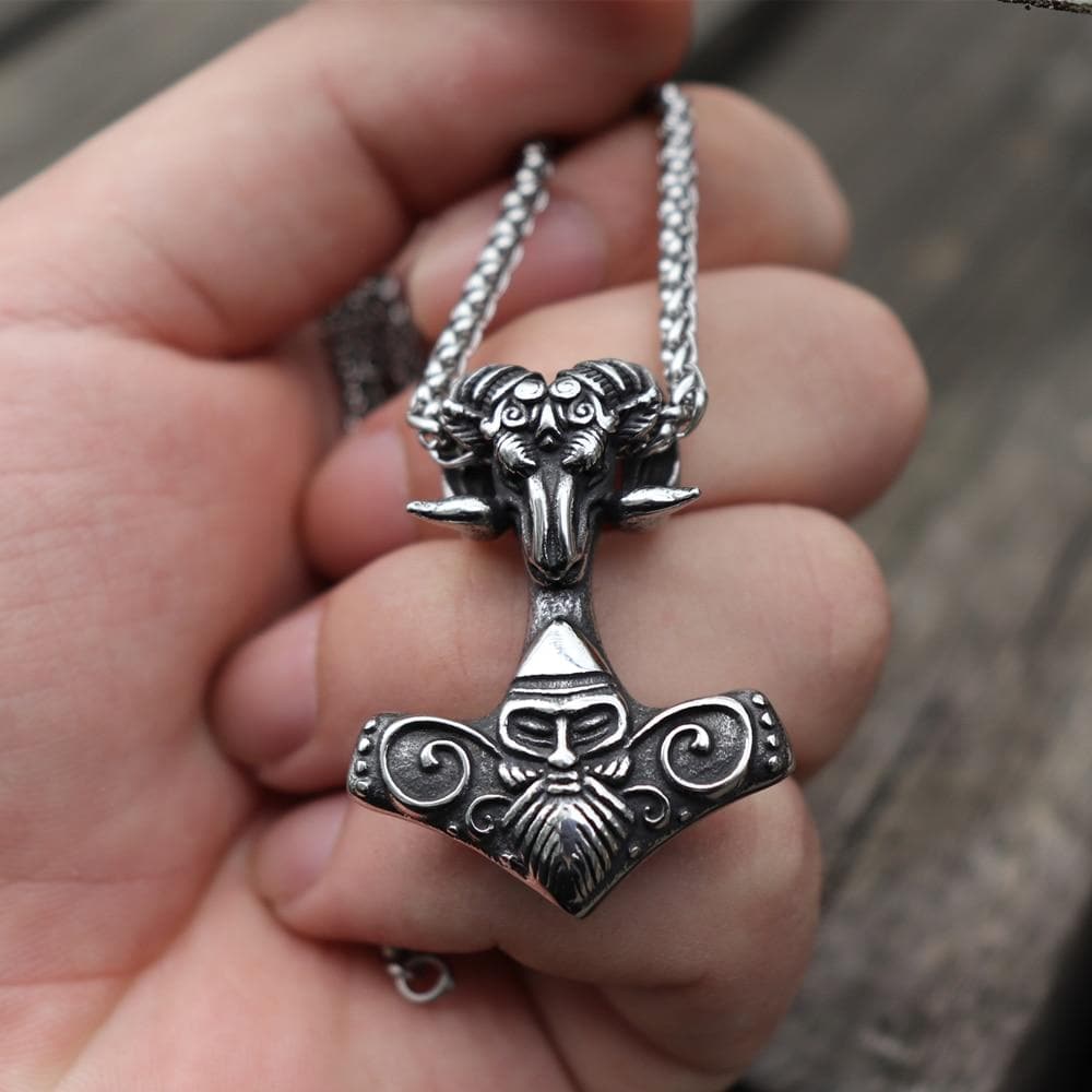 Sheep Heads Stainless Steel Viking Pendant