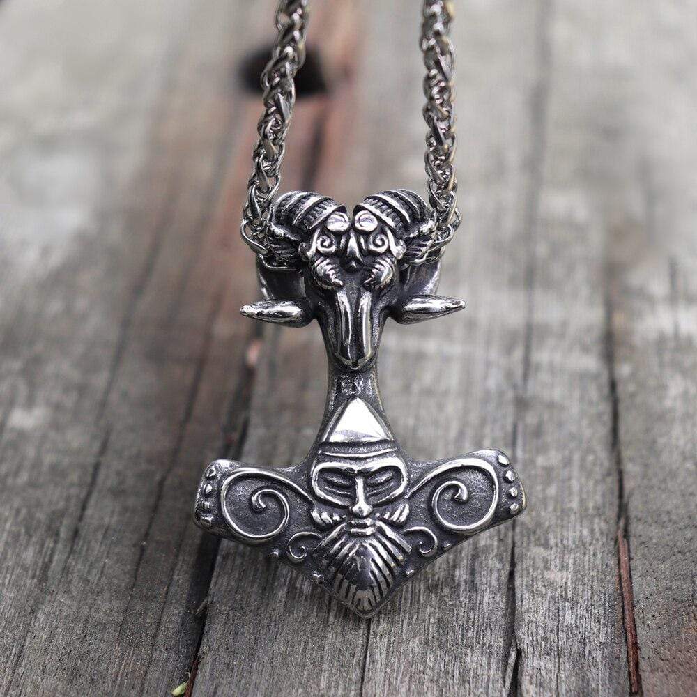 Sheep Heads Stainless Steel Viking Pendant