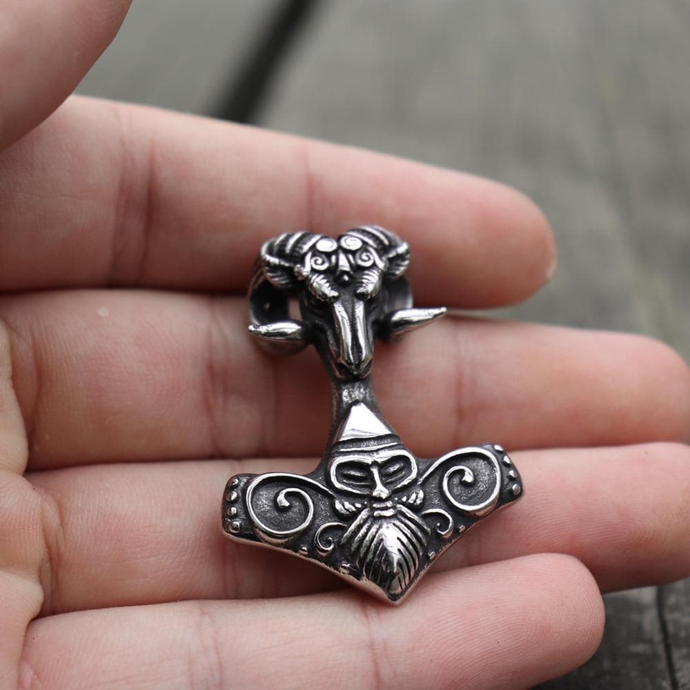 Sheep Heads Stainless Steel Viking Pendant