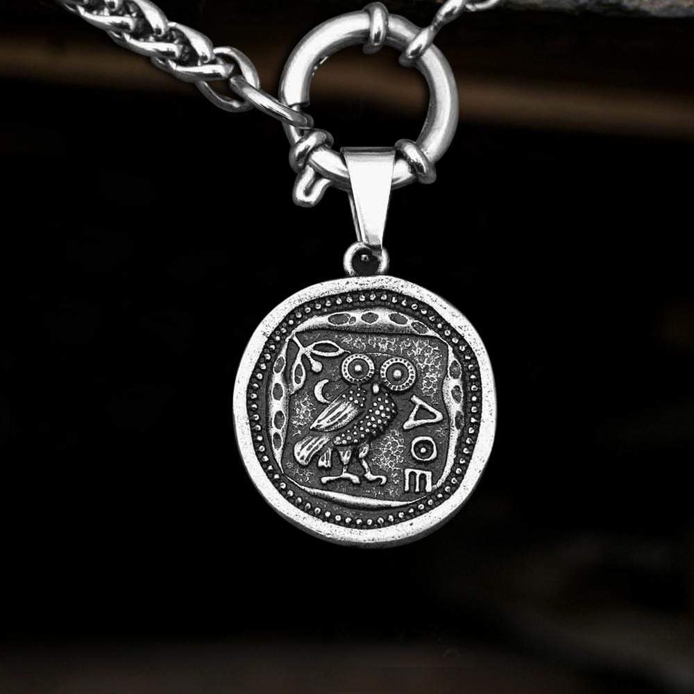 Vintage Owl Stainless Steel Coin Necklace