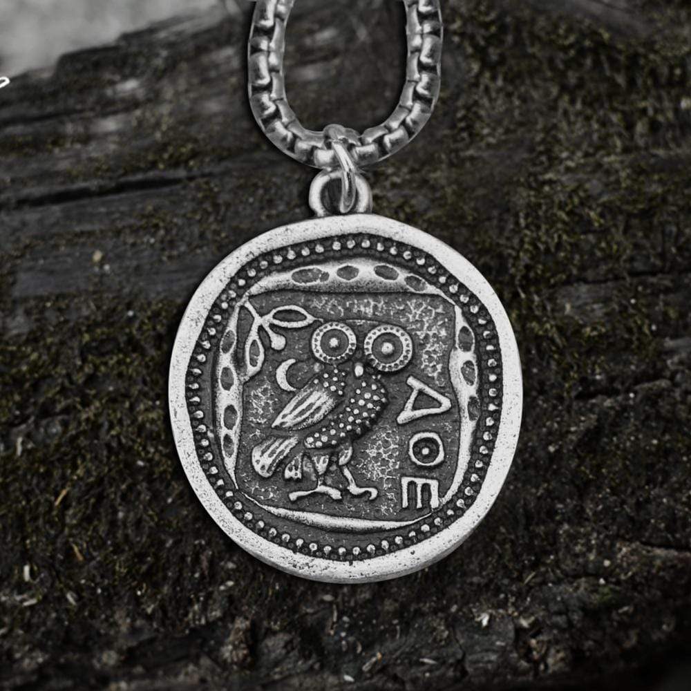 Vintage Owl Stainless Steel Coin Necklace