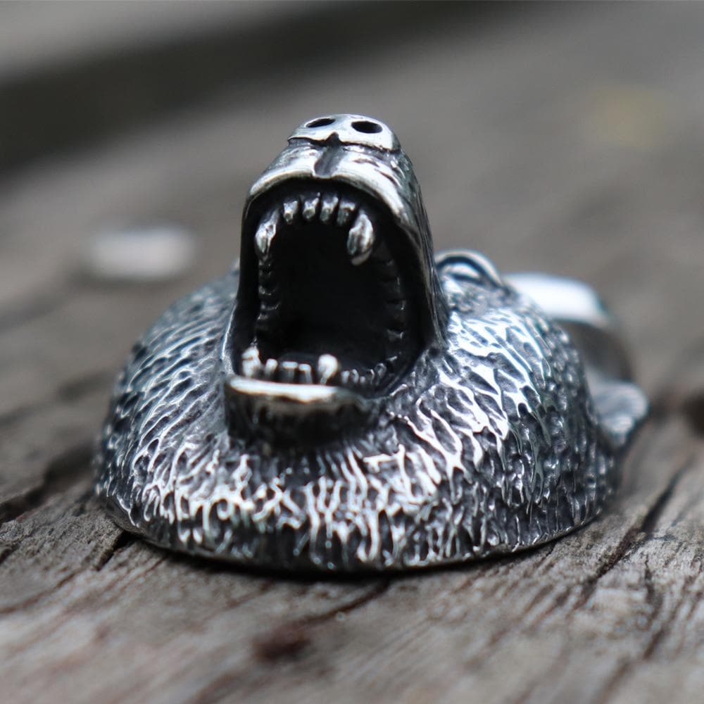 Wild Bear Head Stainless Steel Viking Pendant