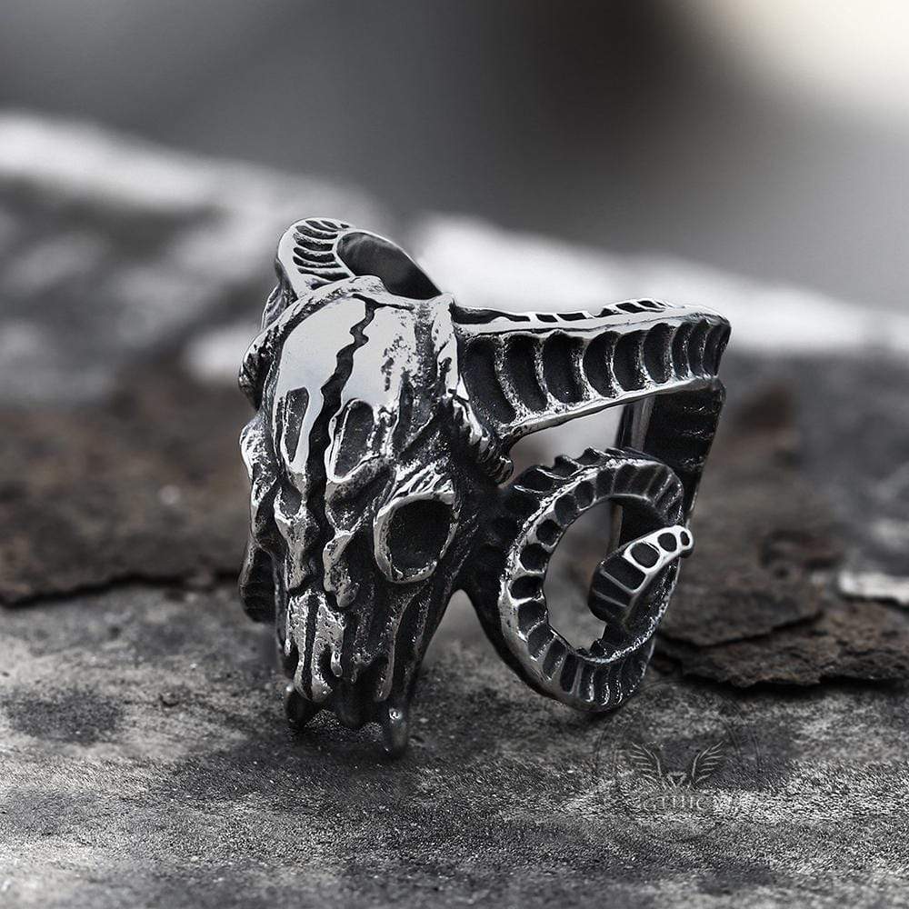 Domineering Sheep Head Stainless Steel Beast Skull Ring