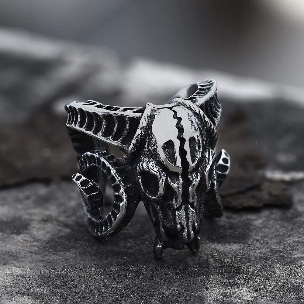 Domineering Sheep Head Stainless Steel Beast Skull Ring