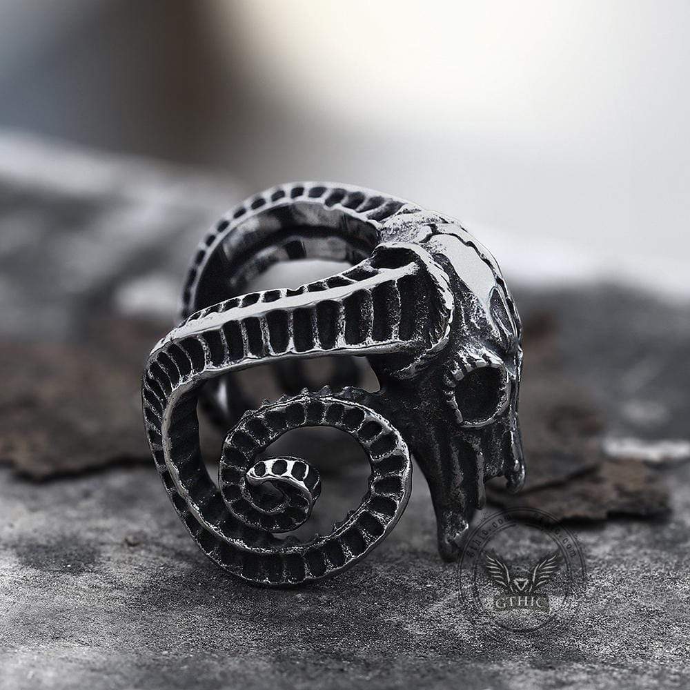 Domineering Sheep Head Stainless Steel Beast Skull Ring