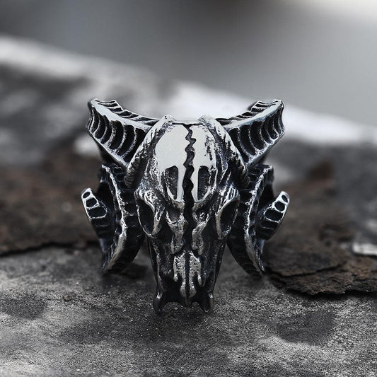 Domineering Sheep Head Stainless Steel Beast Skull Ring