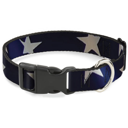 Plastic Clip Collar - American Flag Vivid Stars CLOSE-UP Blue/White