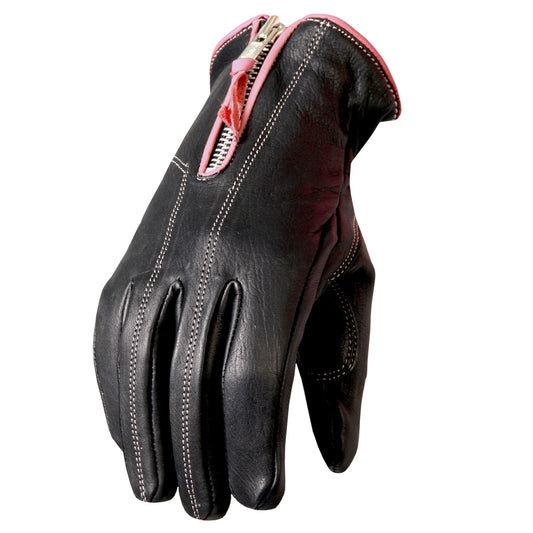 Hot Leathers GVL1009 Ladies Driving Gloves with Pink Piping