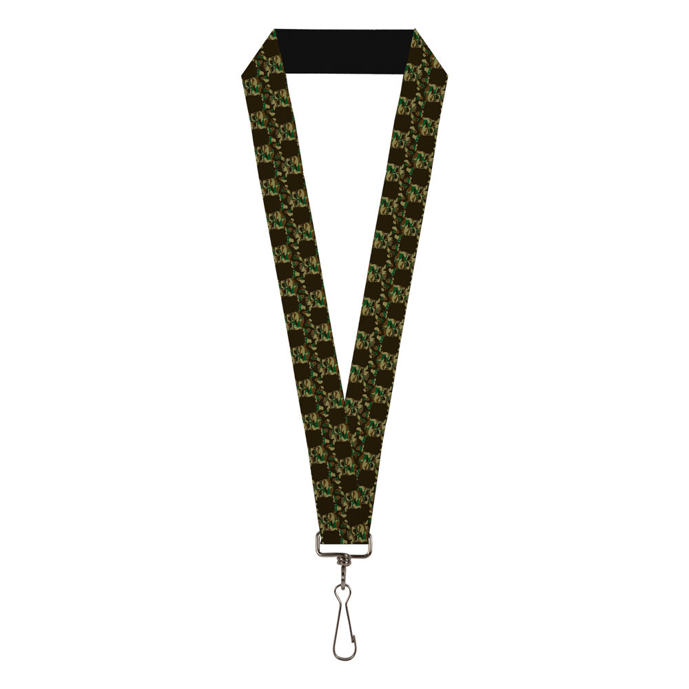 Lanyard - 1.0" - Top Skulls Black Camo Olive