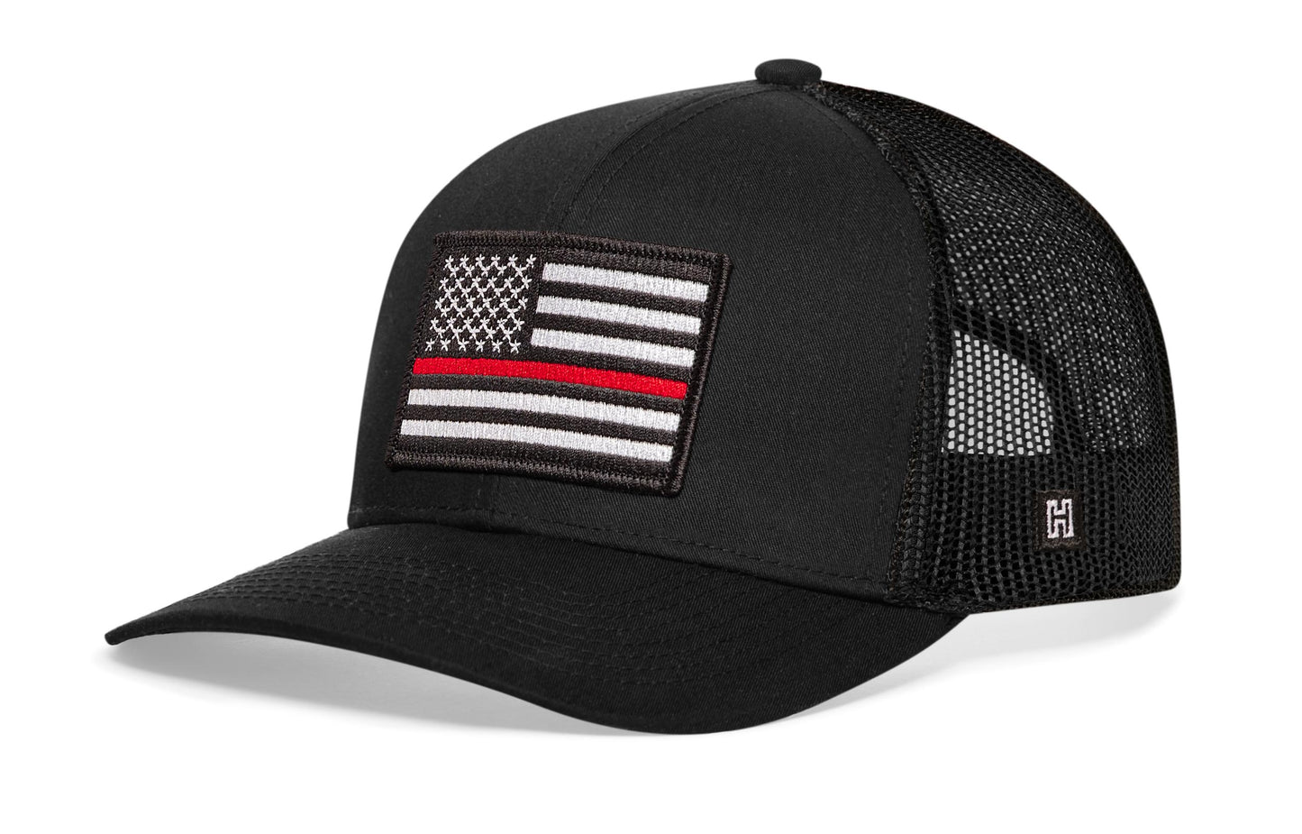 Thin Red Line Trucker Hat  |  Black Fire Snapback