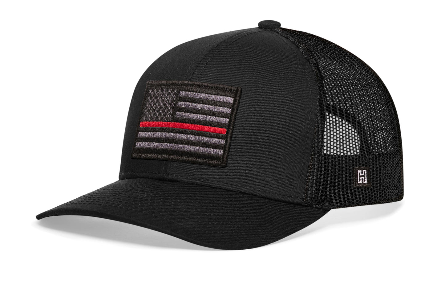 Thin Red Line Trucker Hat  |  Black Fire Snapback