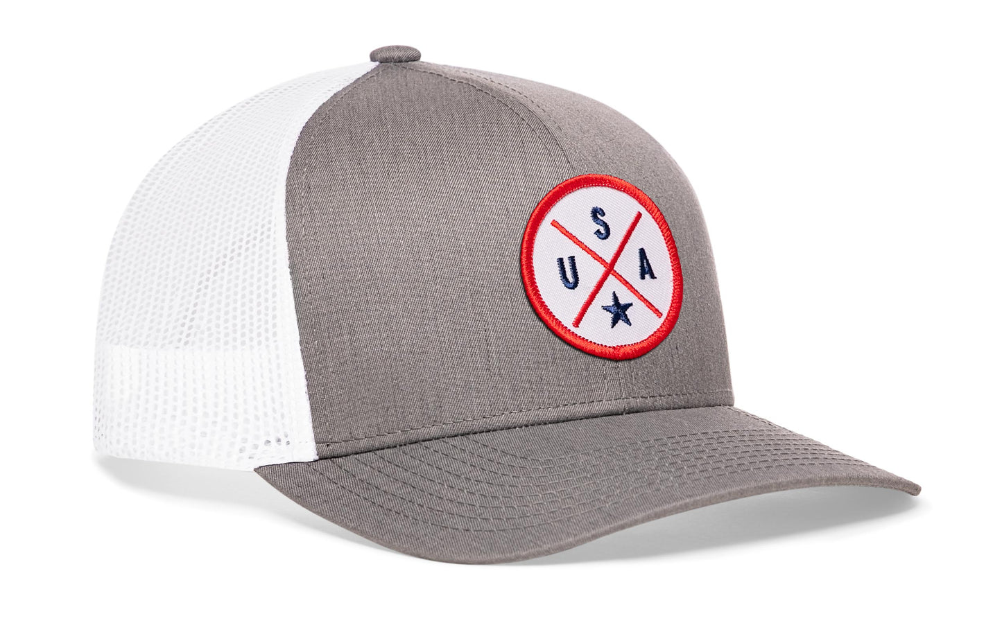 USA Trucker Hat  |  Gray White America Snapback