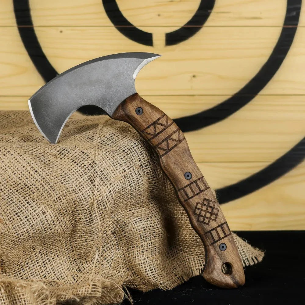 Hand crafted tomahawk "Tahkala" with tribal engraving