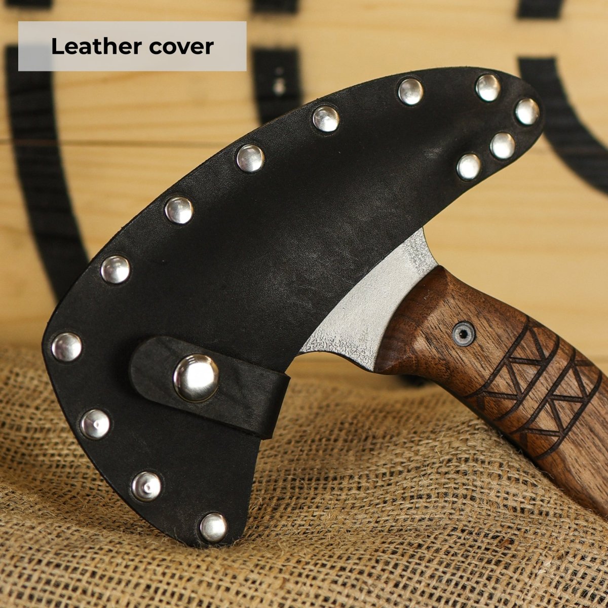 Hand forged tomahawk "Tarakon" with tribal engraving