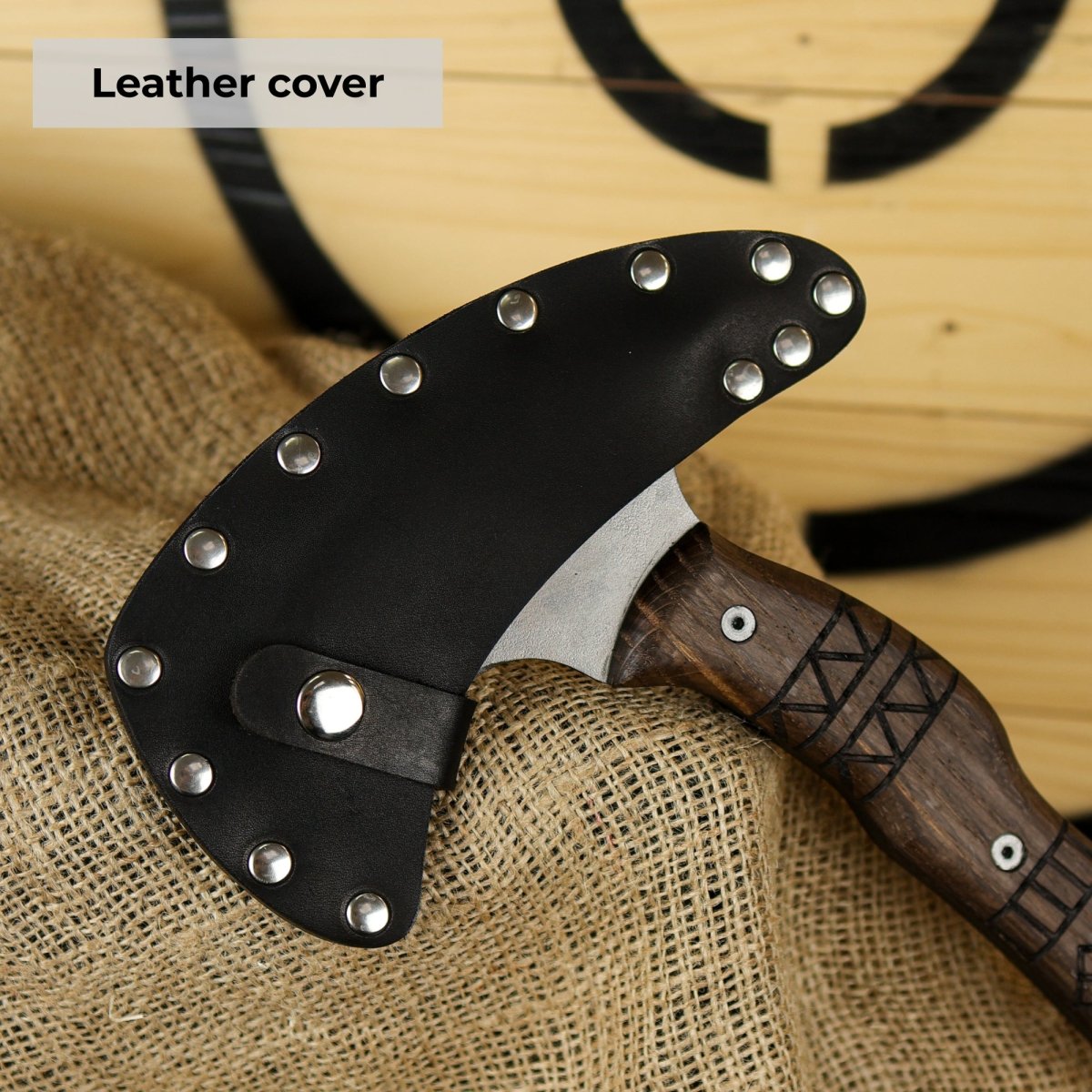 Handcrafted tomahawk "Takoda" with tribal engraving